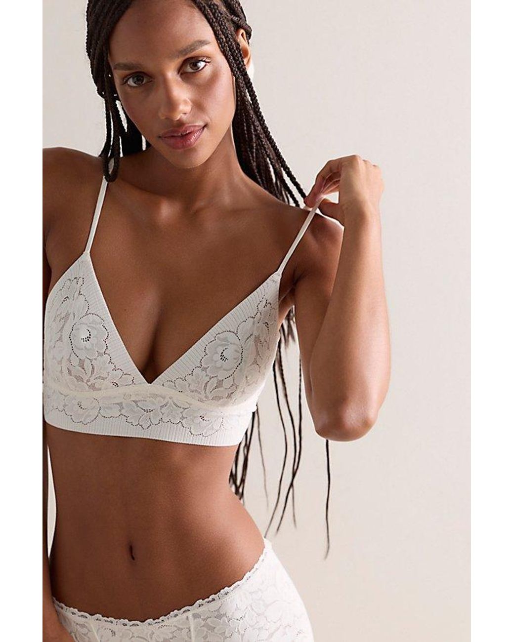 Intimately By Free People White Smooth Talking Lace Triangle Bralette By