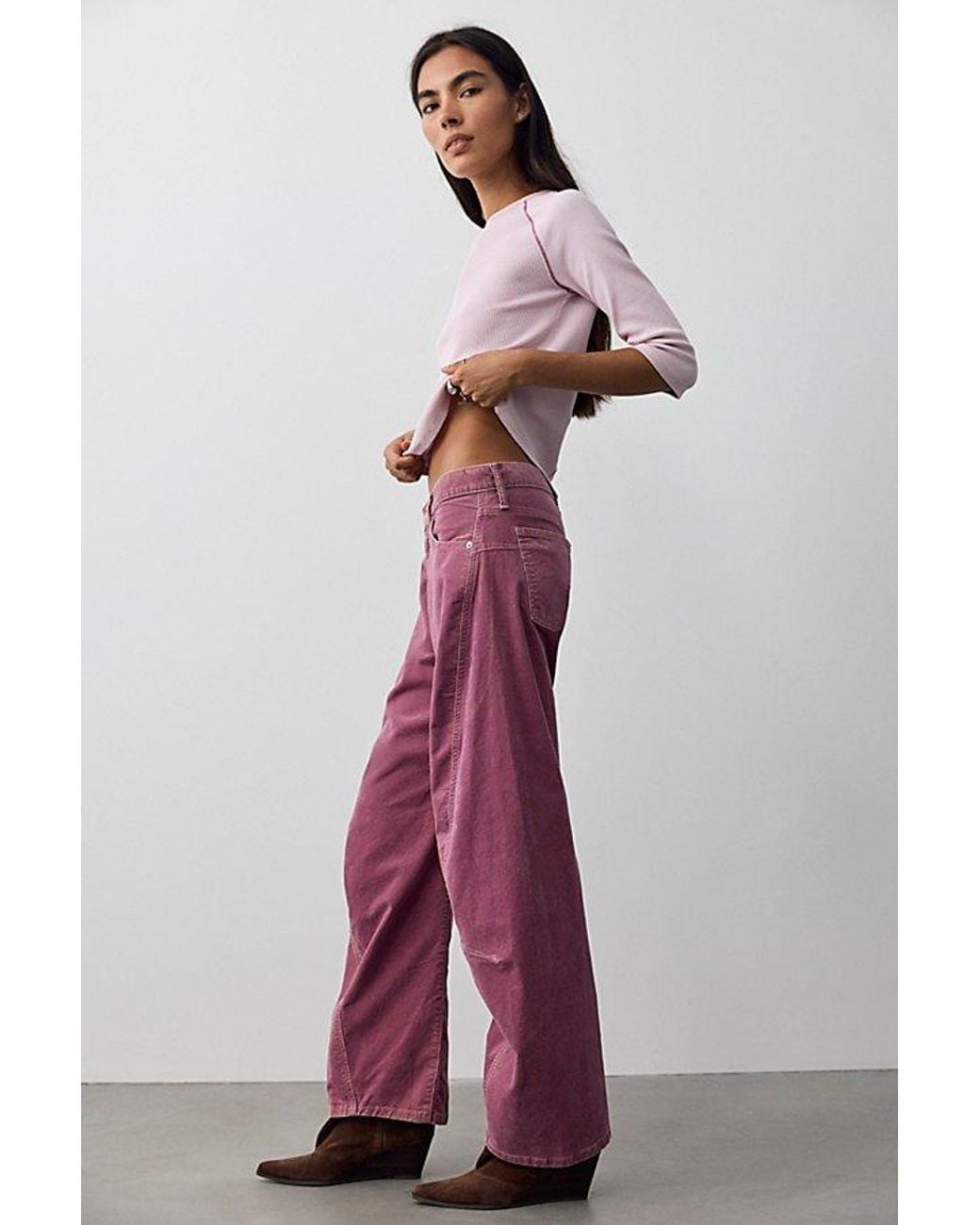 Free People Red Fable Washed Cord Twisted Jeans