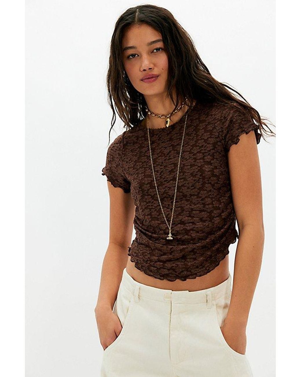 Free People Brown Anora Baby Tee