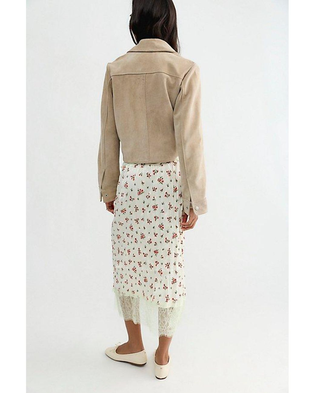 Free People Natural Piper Crinkle Column Midi Skirt