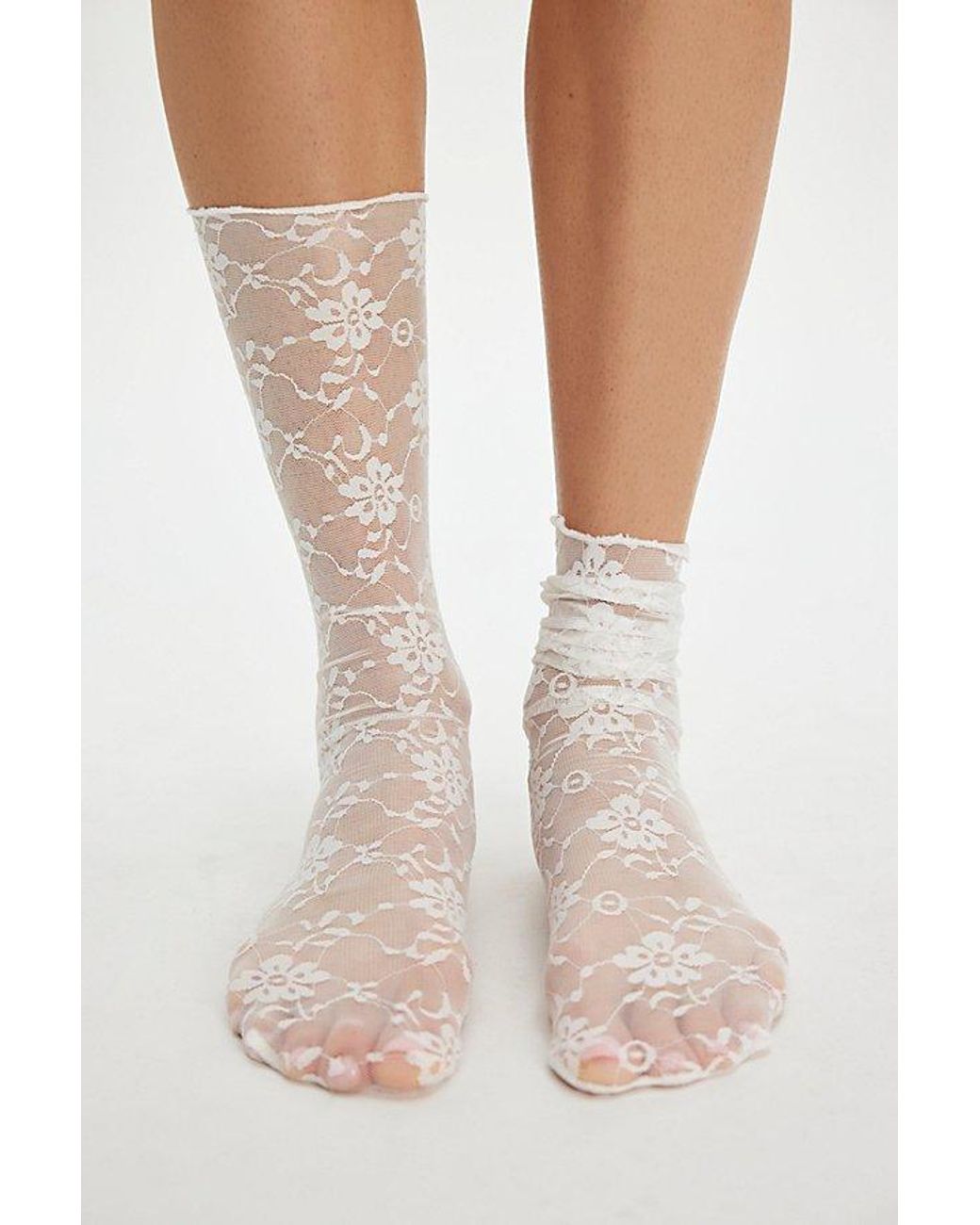 High Heel Jungle White Ava Lace Socks By
