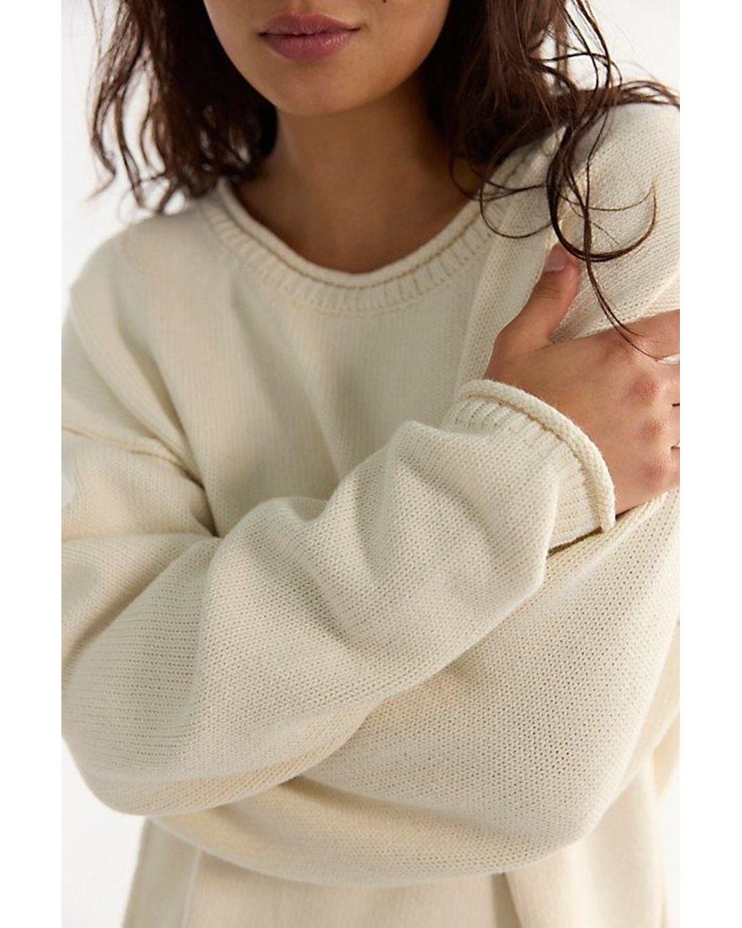 Free People White We The Free Ella Roll-Neck Cotton Knit Sweater