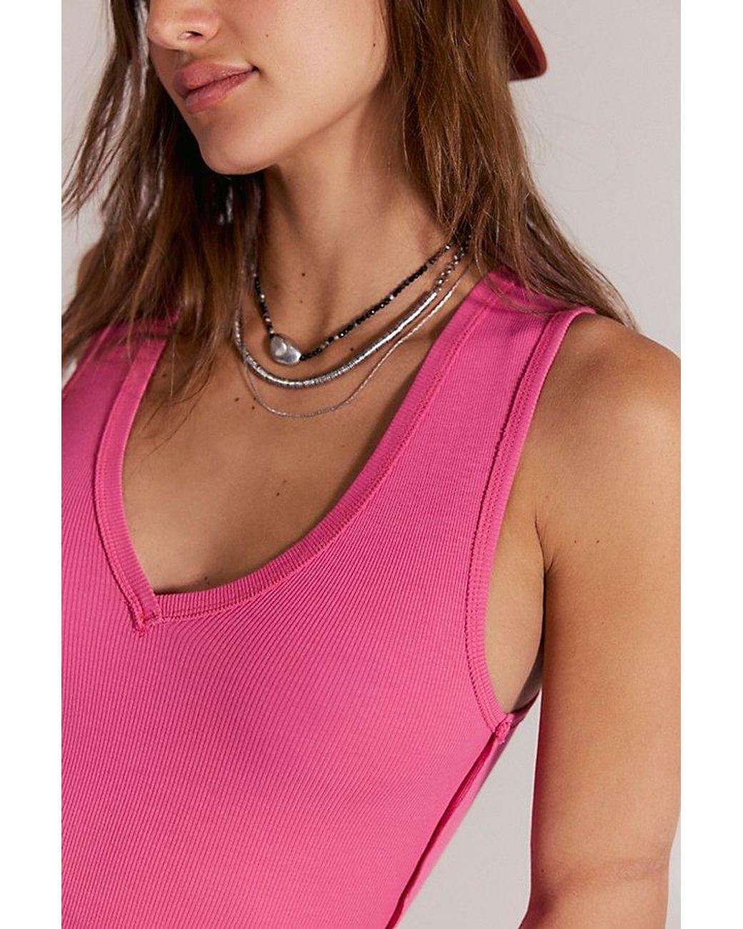 Free People Red Neria V-Neck Tank Top