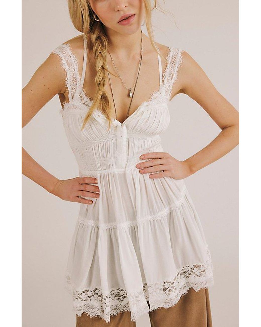 Free People Natural Love Mini Slip Dress By