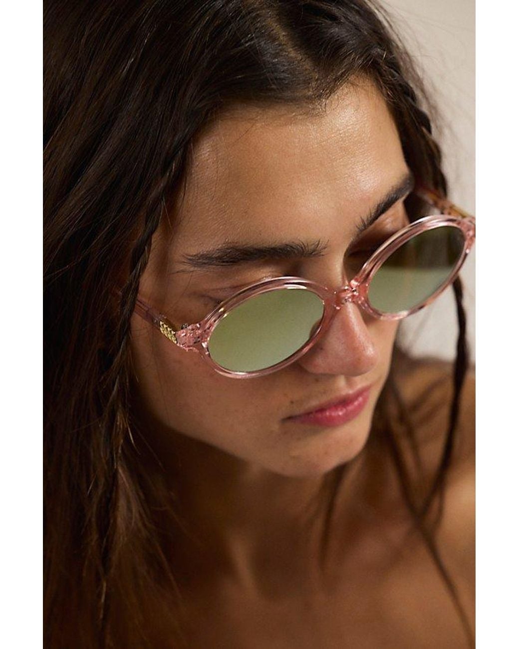 Free People Brown Oh Hello Rounded Oval Sunglasses