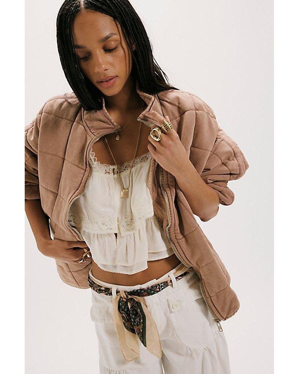 Free People Blue Dolman Quilted Knit Jacket