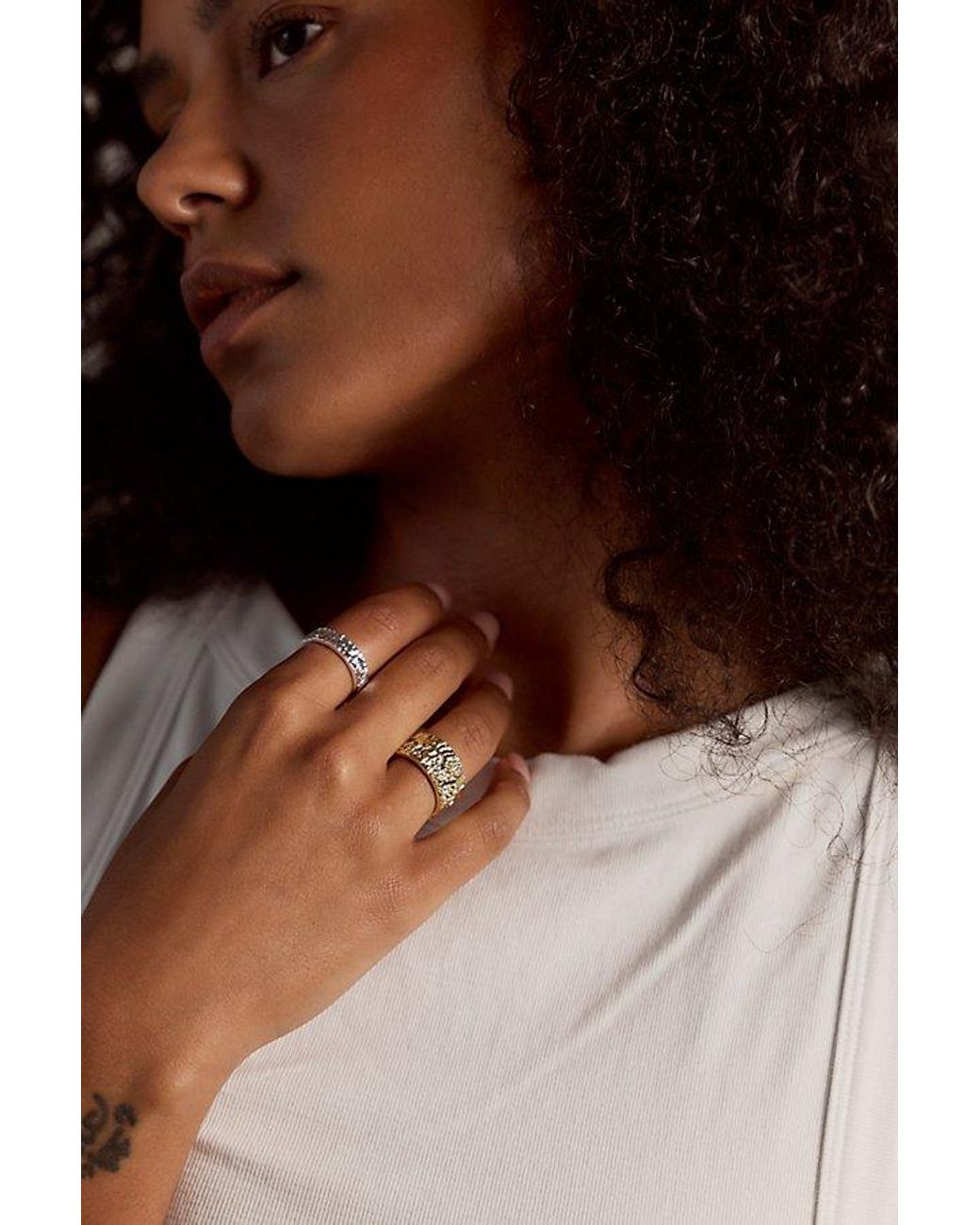 Free People Multicolor Lumen Wide Stack Ring Set