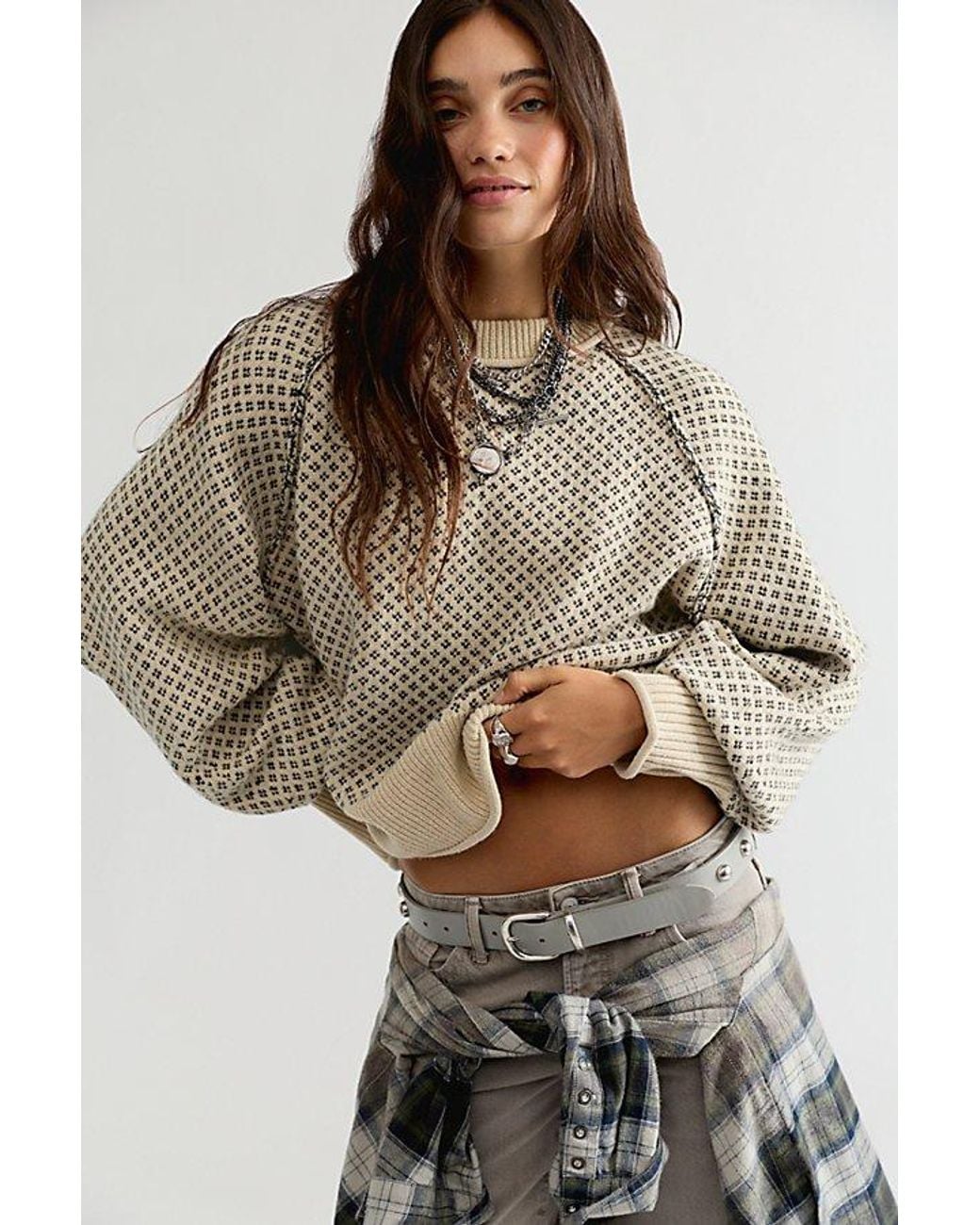 Free People Brown As If Crew Neck Pullover