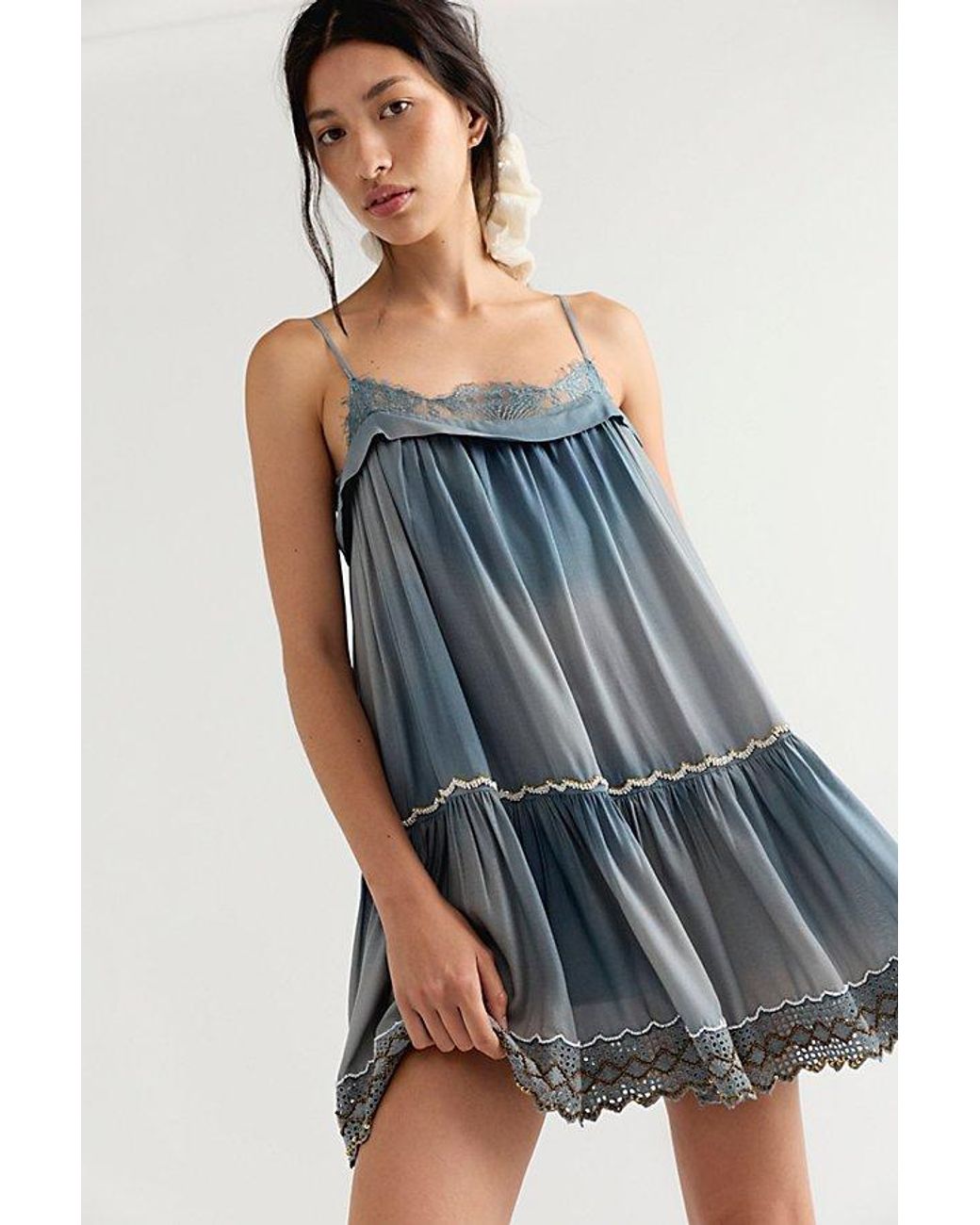 Free People Blue Imagine The Clouds Mini Dress