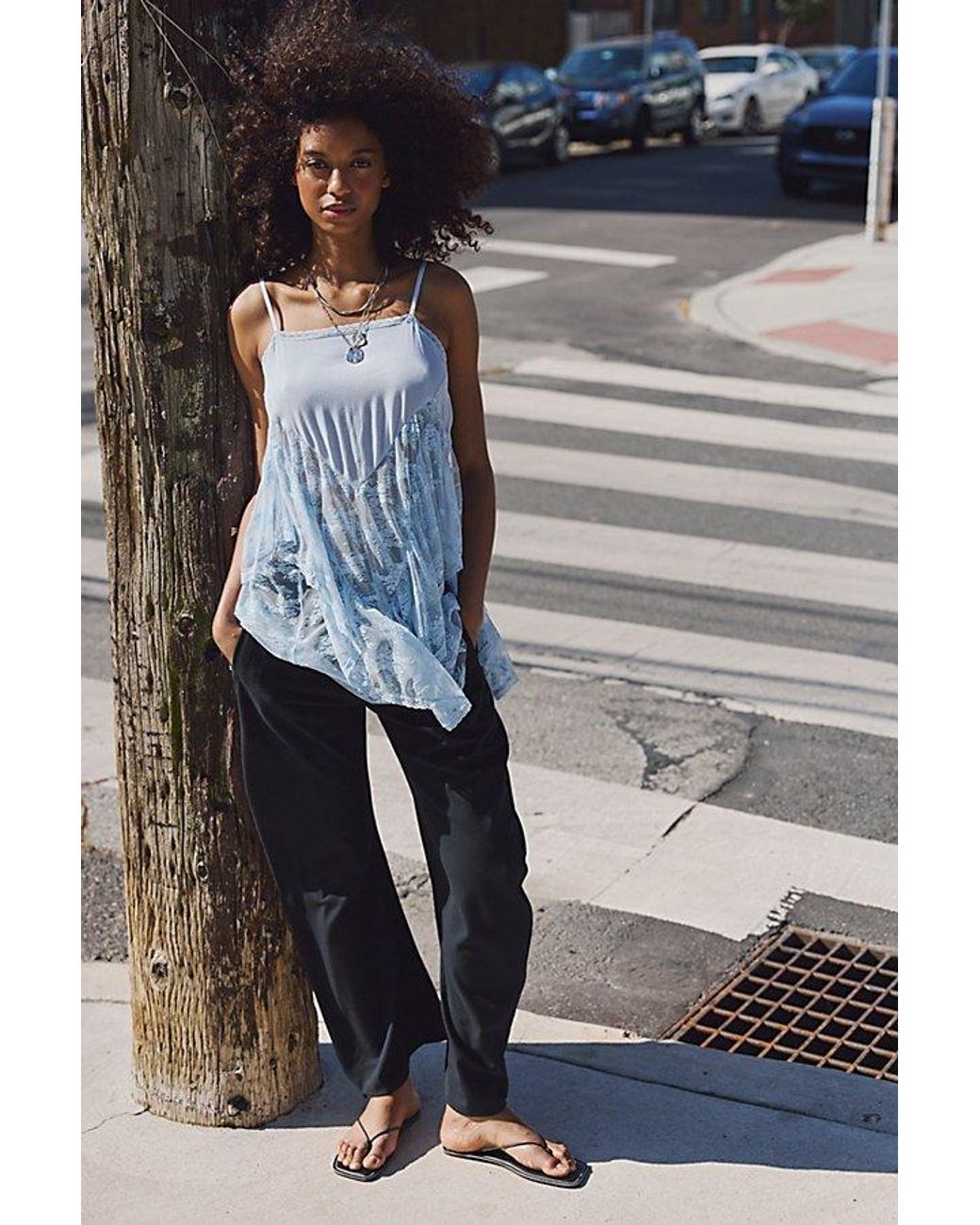 Intimately By Free People Blue Sunday Candy Mini Slip Dress By