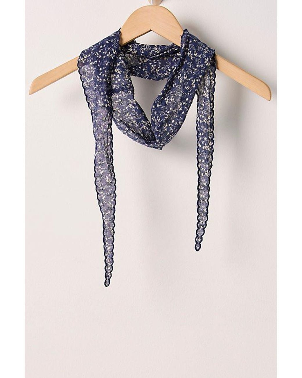 Free People Blue Ditsy Scallop Scarf