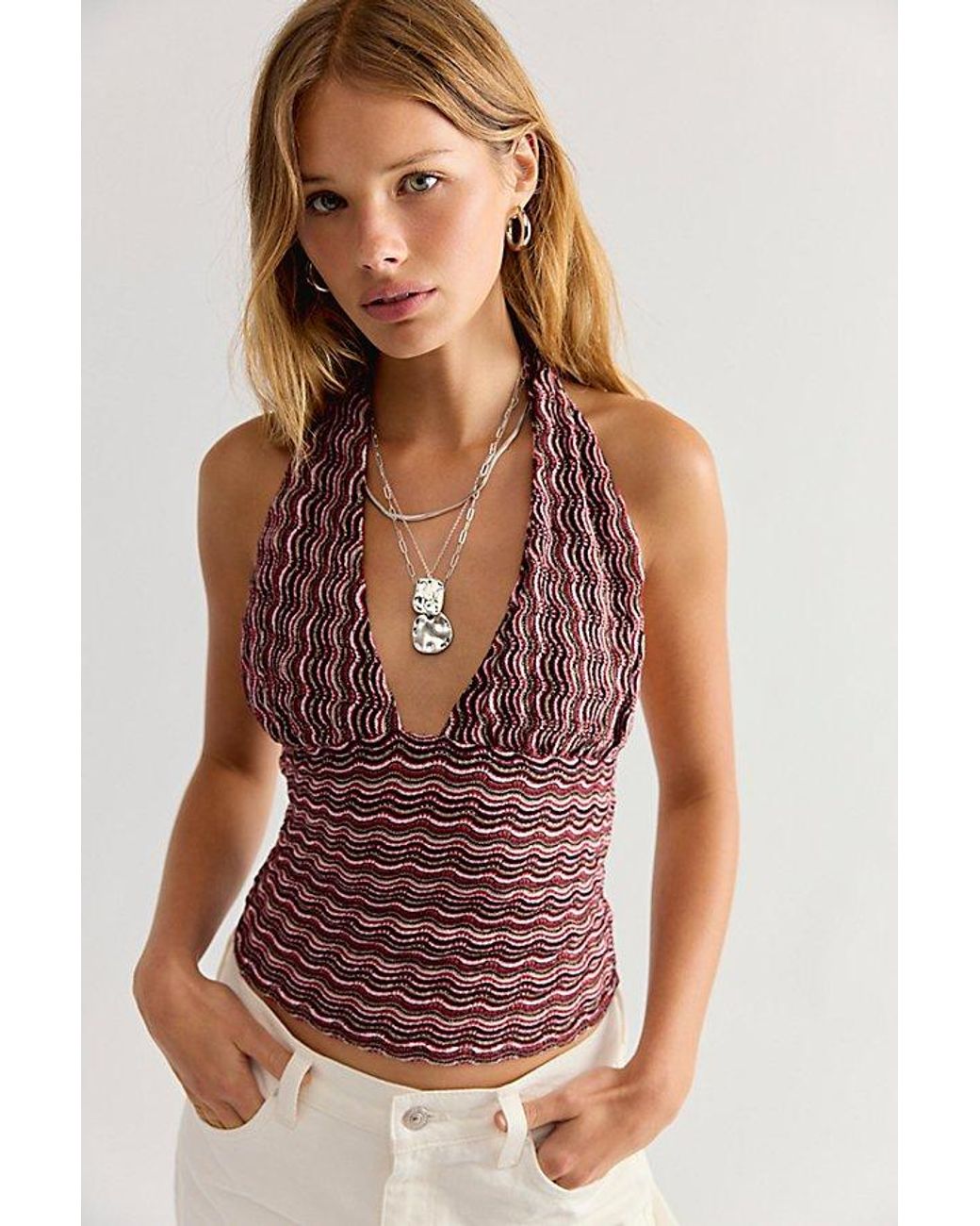 Free People Purple Ashton Halter Tank Top