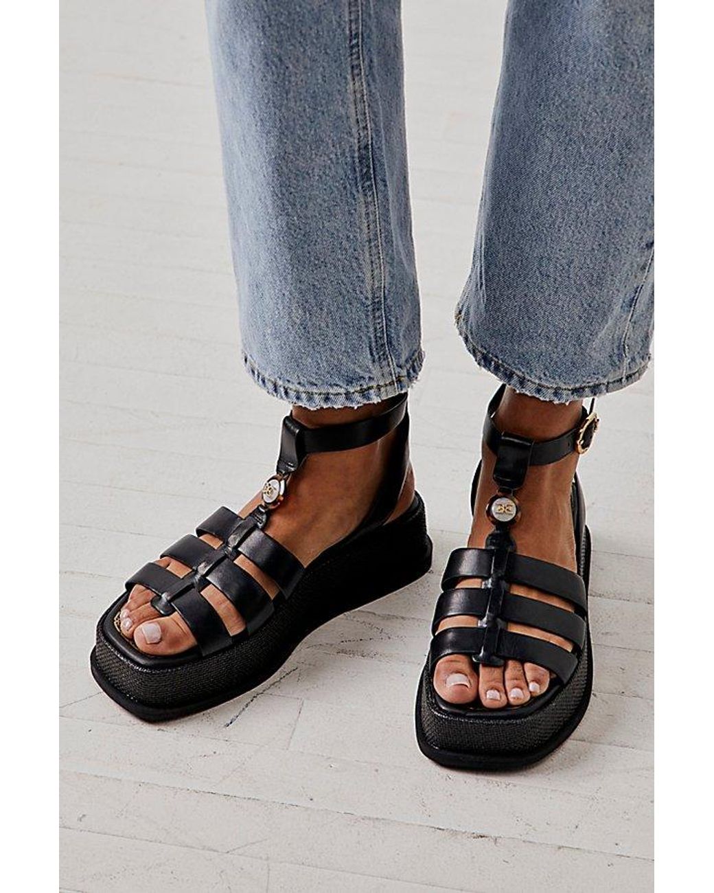 Sam edelman black platform sandals shop