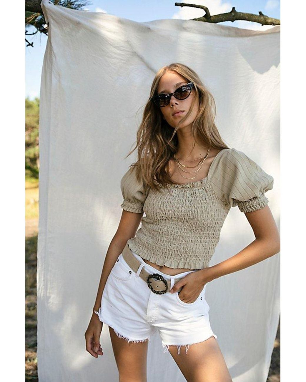 Free People Sabine Suede Belt in Natural | Lyst