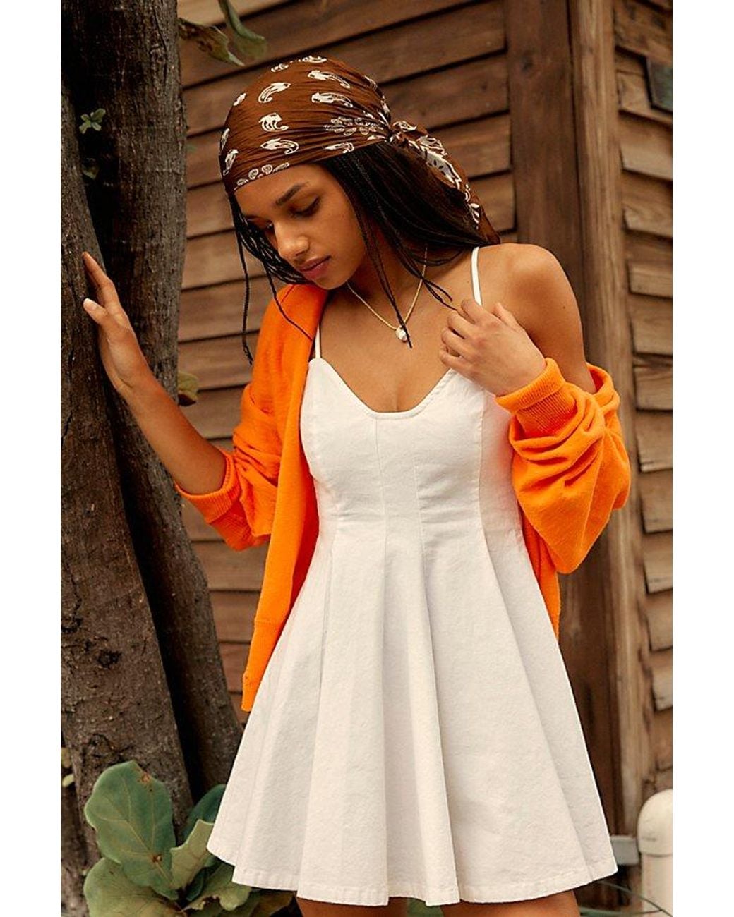 free-est Pink Tan Lines Stretch Linen Mini Dress By