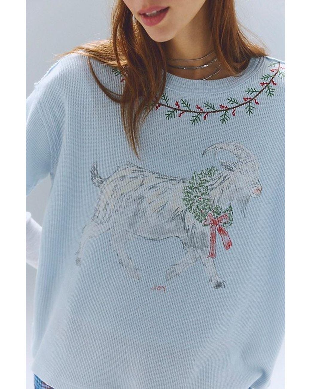 Free People Merry Meowy Tee in Blue | Lyst UK