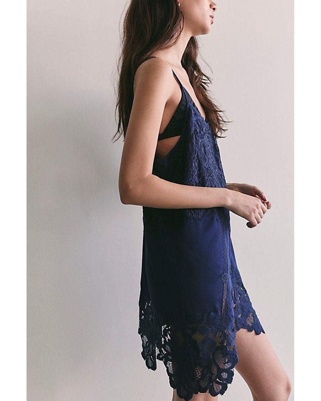 Intimately By Free People Blue Sweet Heirloom Mini Slip Dress By