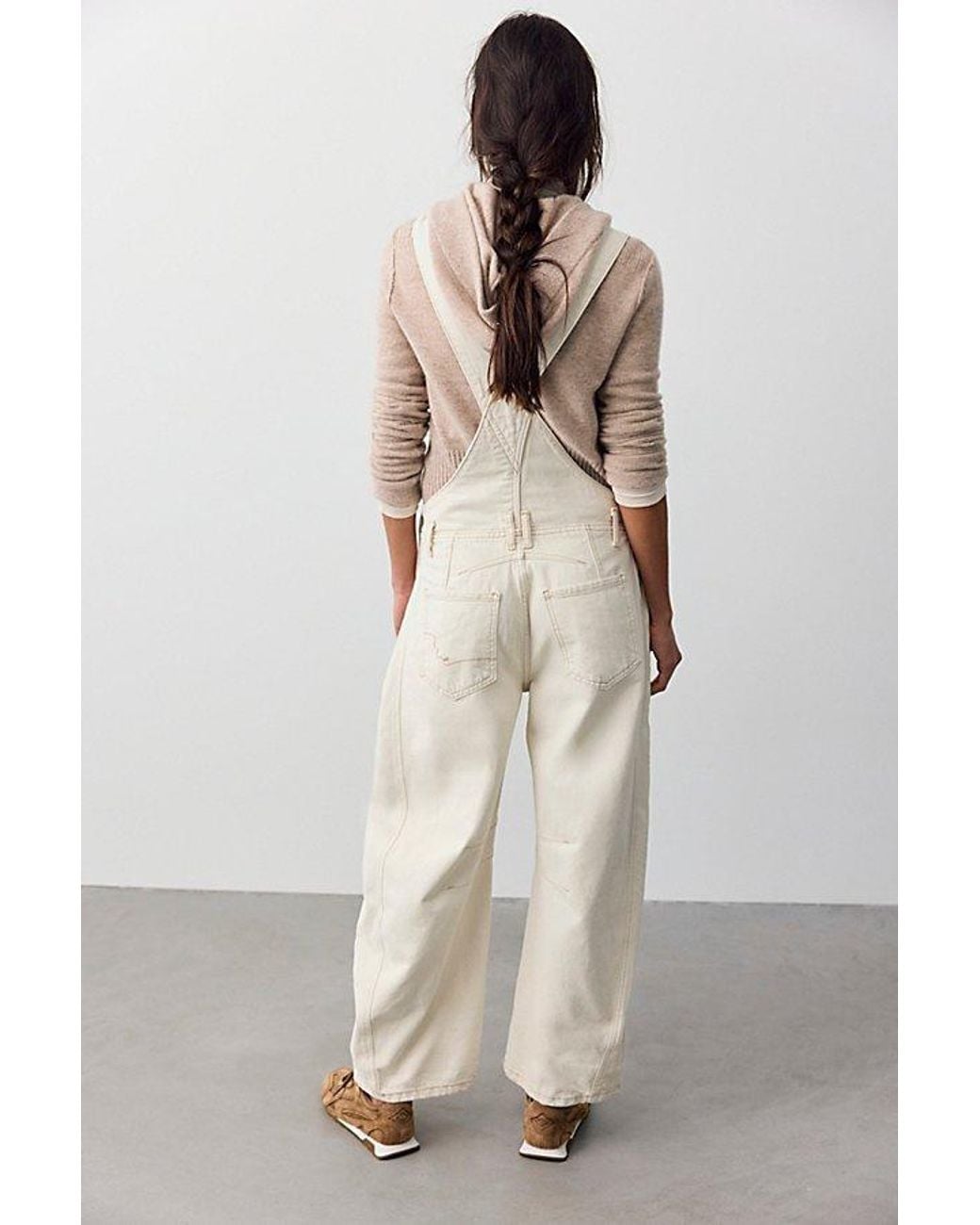 Free People Natural Good Luck Barrel Dungarees