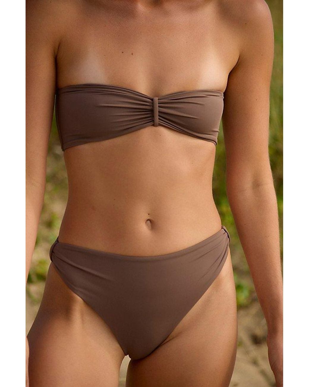 Toast Gray Signature Cinch High-Waisted Bikini Bottoms