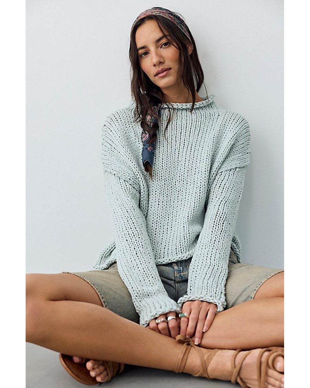 Free People Gray Opal Rollneck Knit Jumper