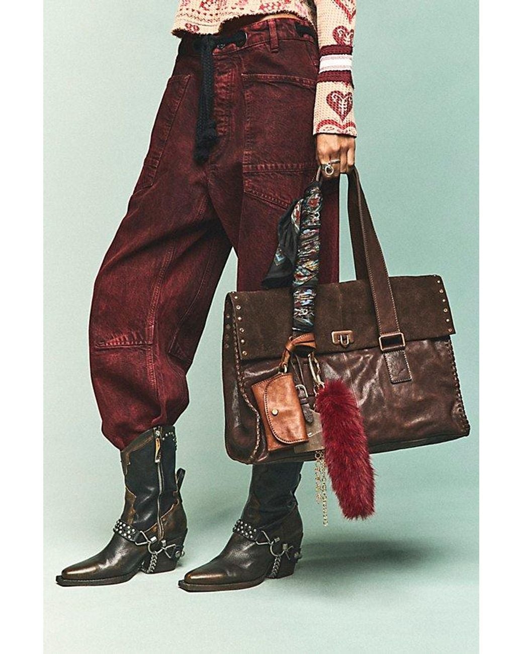 Free People Brown Moxie Pull-On Barrel Jeans