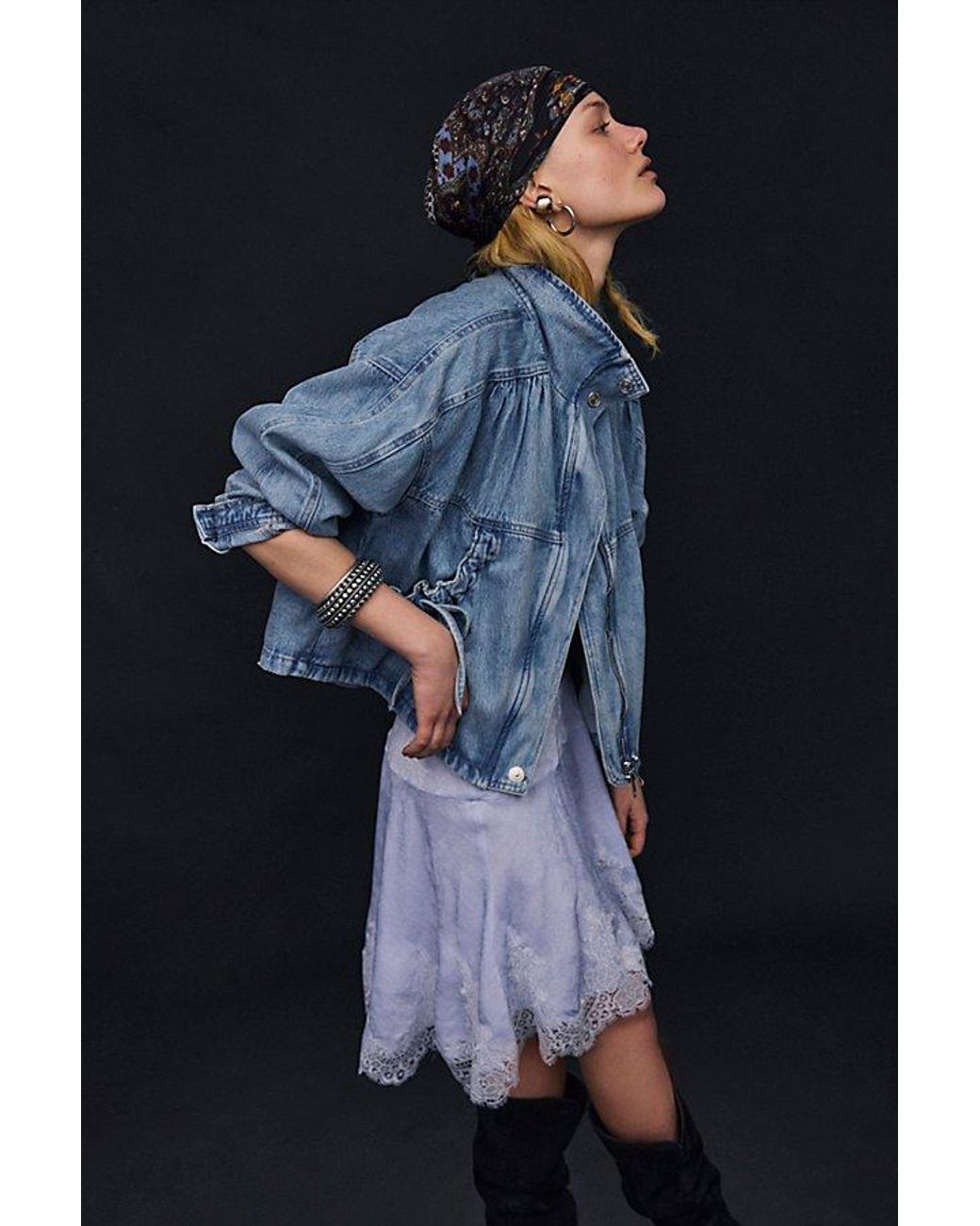 Intimately By Free People Blue Something Satin Mini Slip Skirt By