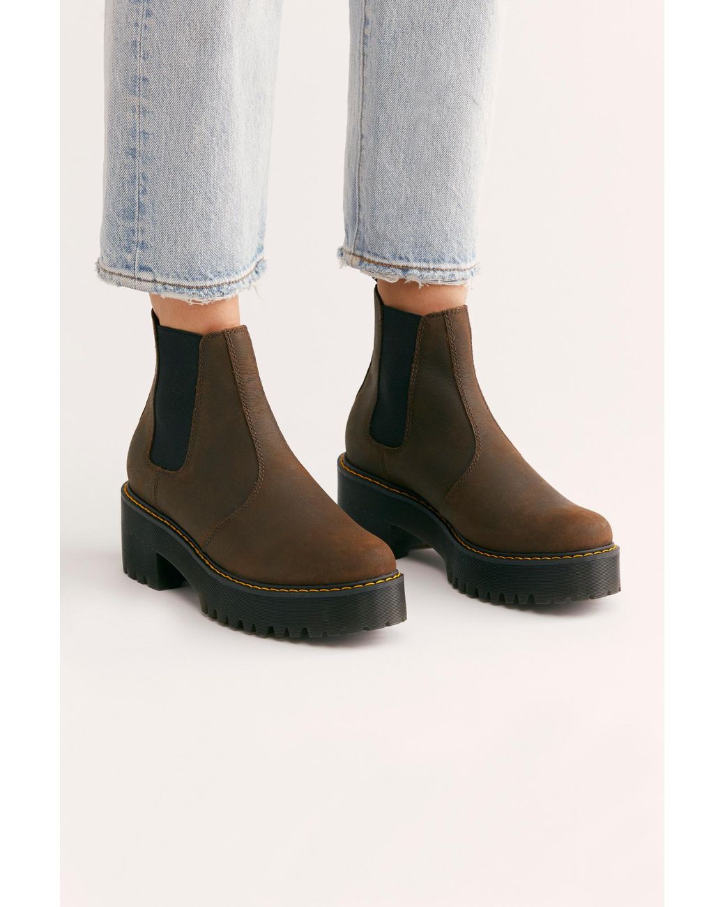 Free People Leather Dr. Martens Rometty Chelsea Boot in Dark Brown (Brown)  | Lyst