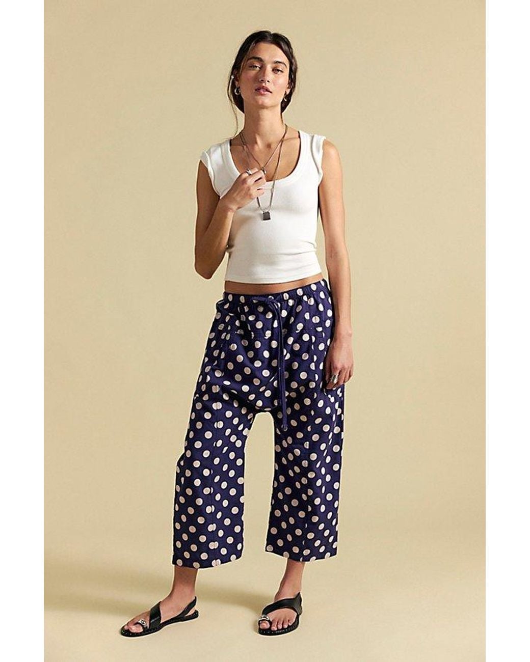 Free People Blue Need You Now Printed Cotton-Poplin Harem Pants