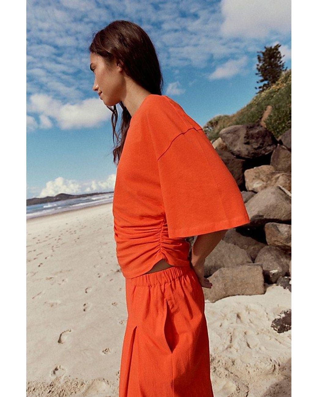 Free People Orange Siesta Pant Set