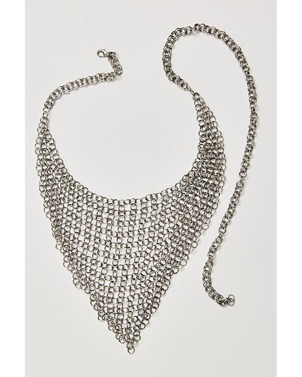 Free People White Bex Bandana Chainmail Belt