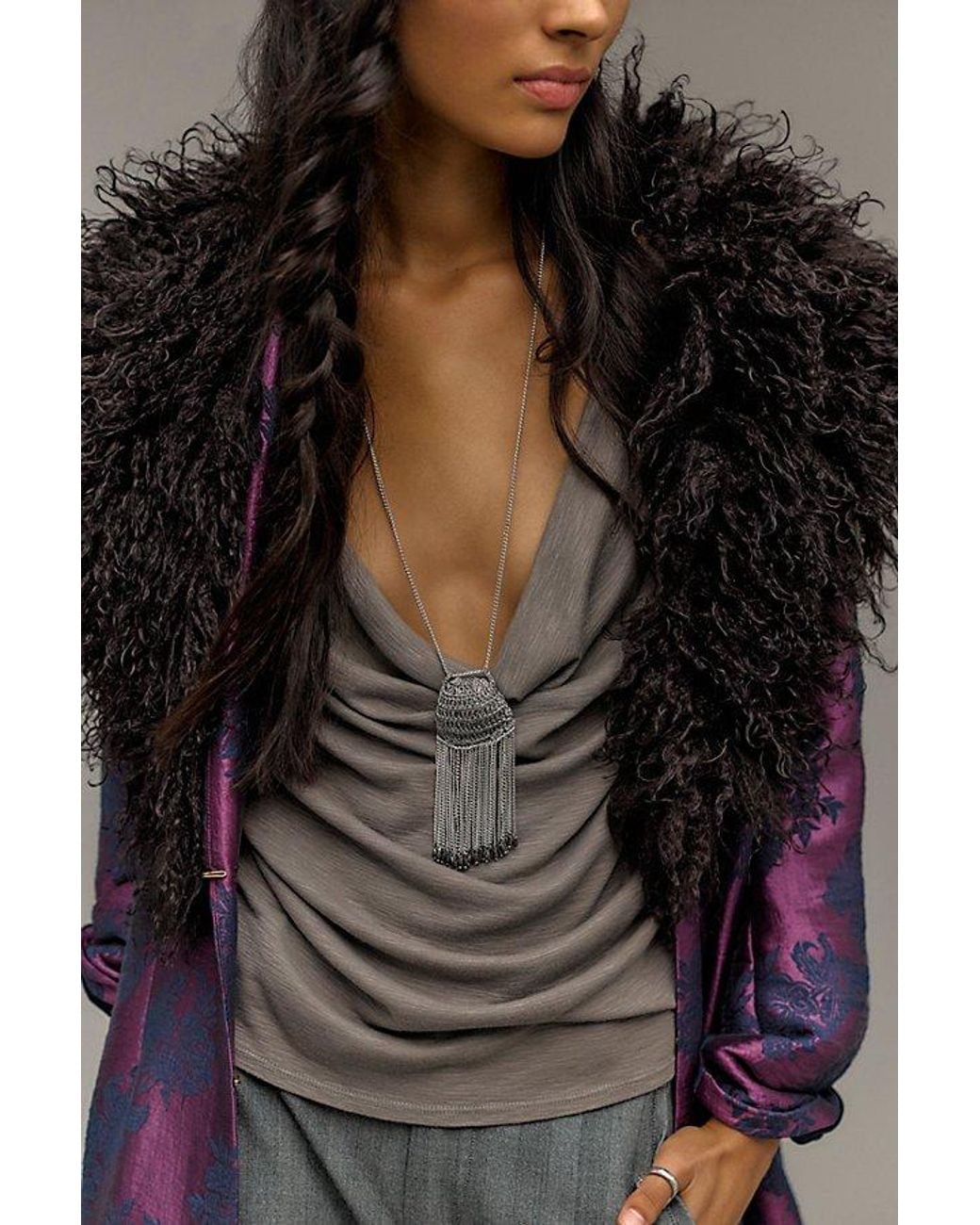 Free People Gray Zelda Fringe Necklace