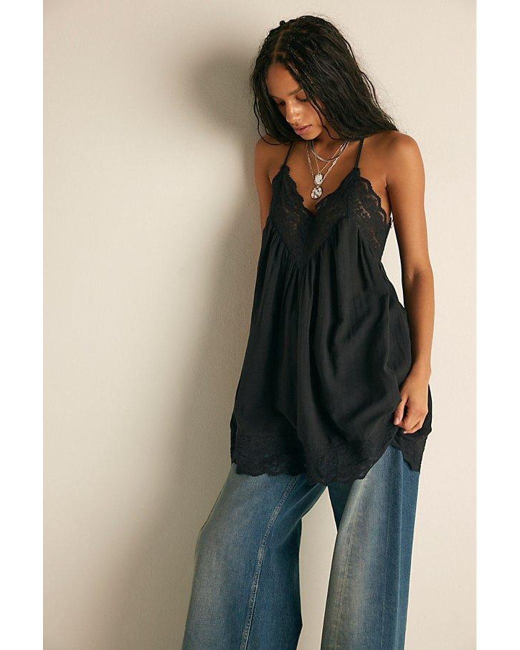 Intimately By Free People Black Fiona Mini Slip Dress By