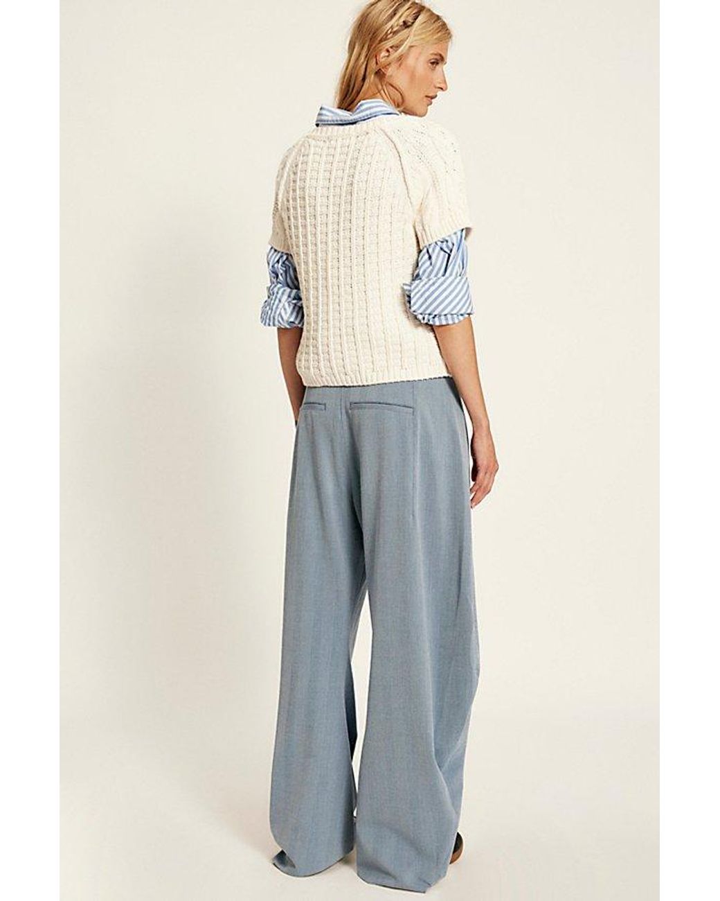 Free People Blue Spotlight Menswear Barrel Trousers
