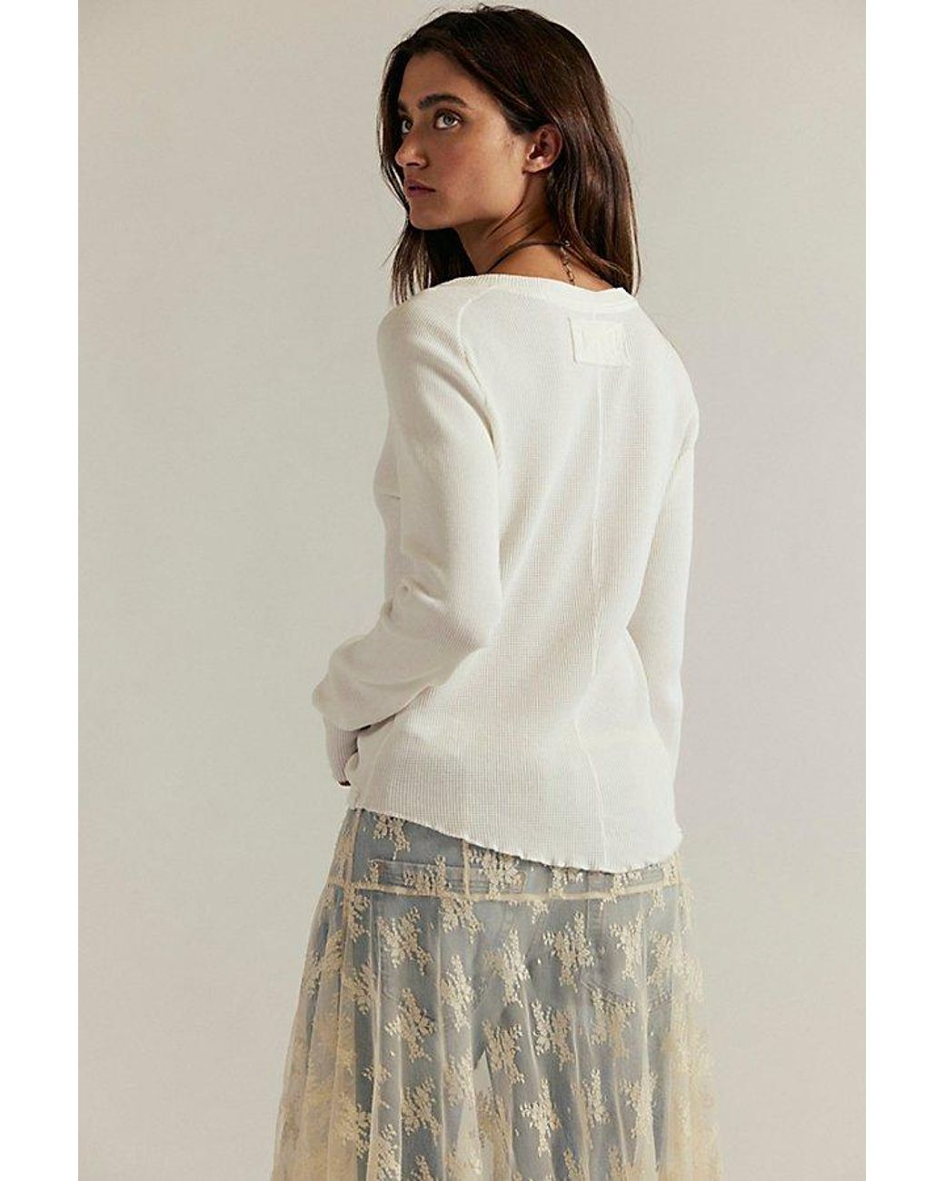 Free People Blue We The Free Easy Does It Long Sleeve Tee