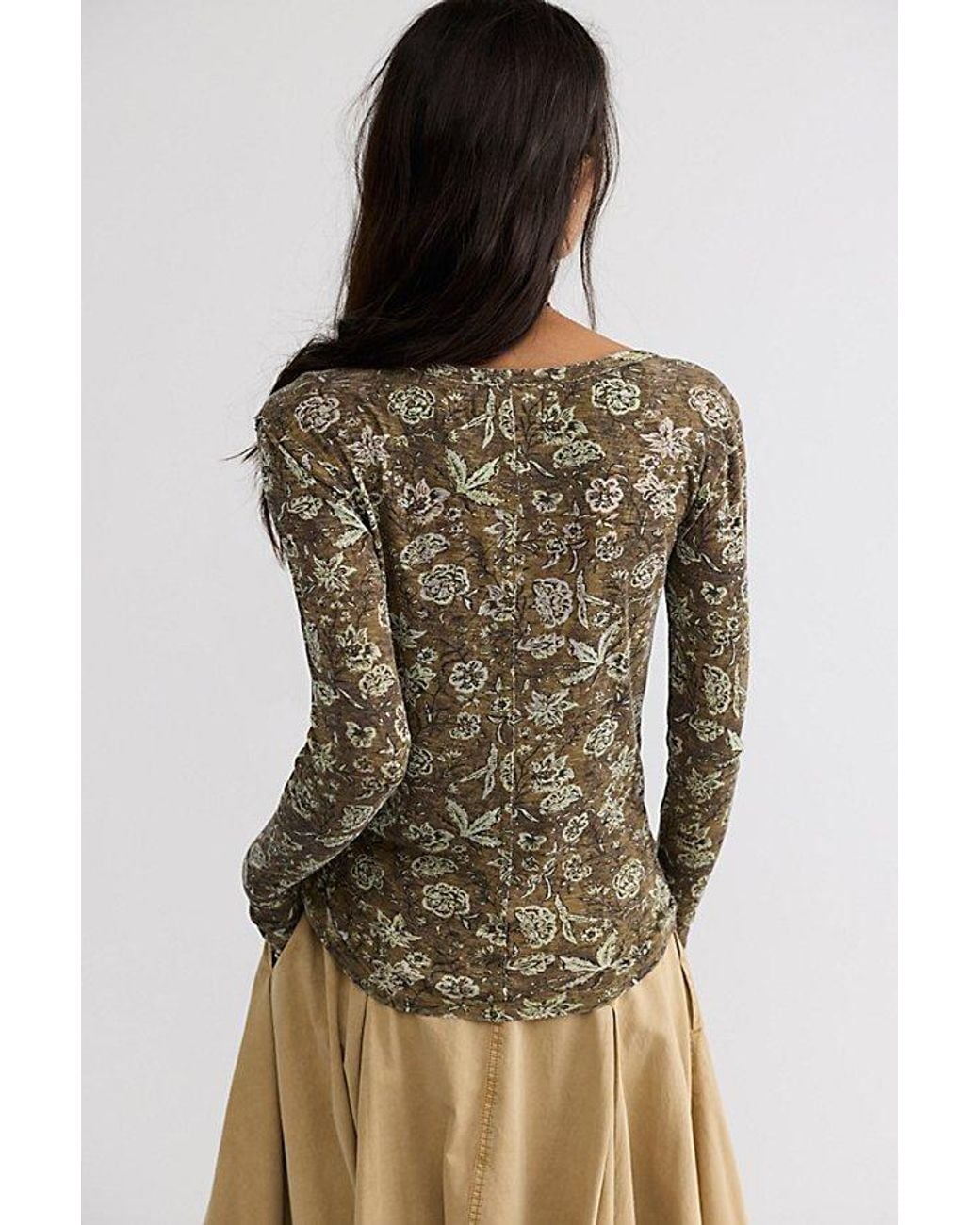 Free People Brown Floral Haze Henley