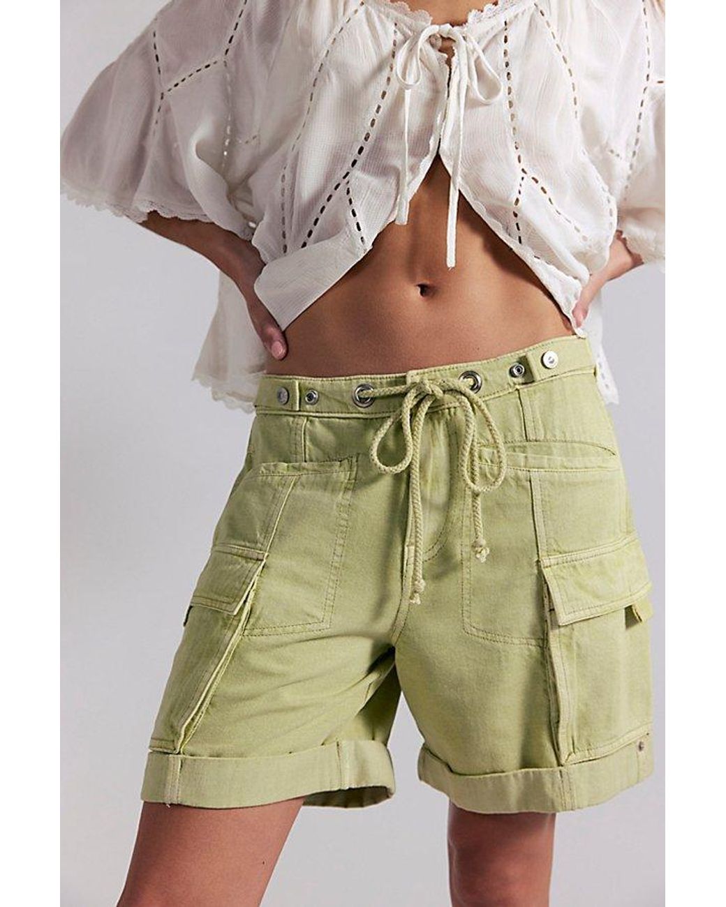 Free People Green Frankie Washed Shorts