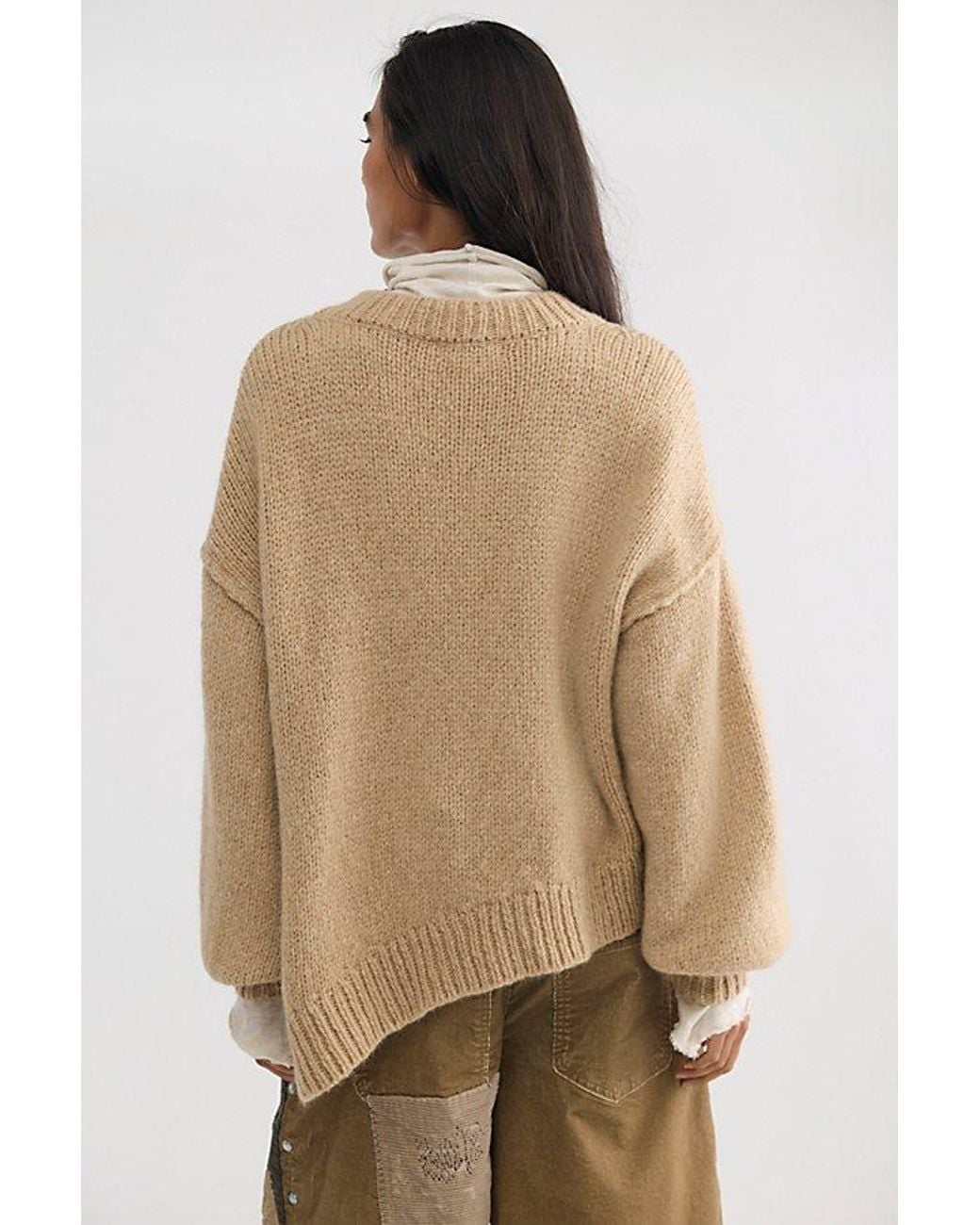 Free People Brown Sunday Morning Asymmetric Knit Sweater