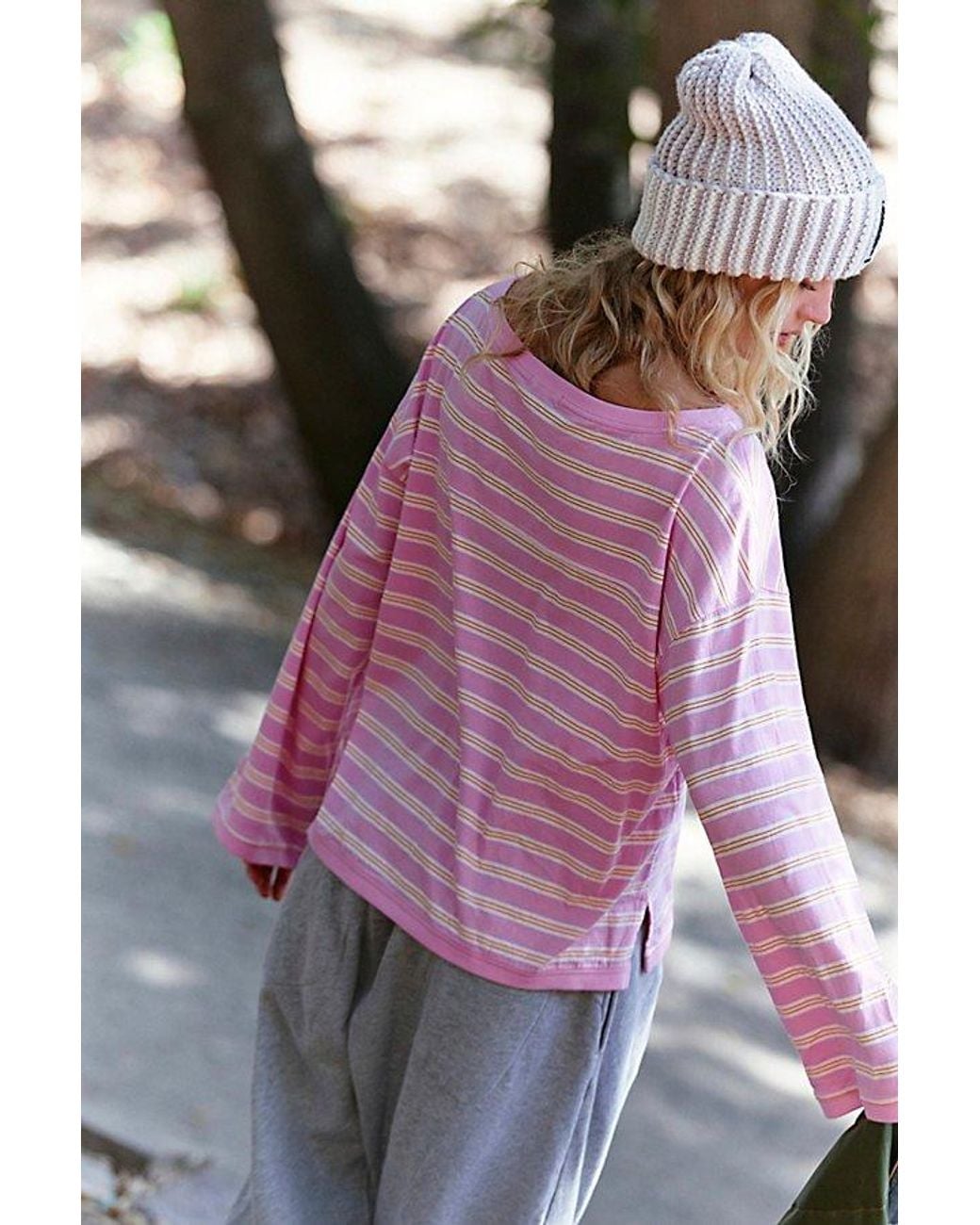 Fp Movement Pink Keep Going Yarn Dye Stripe Layer