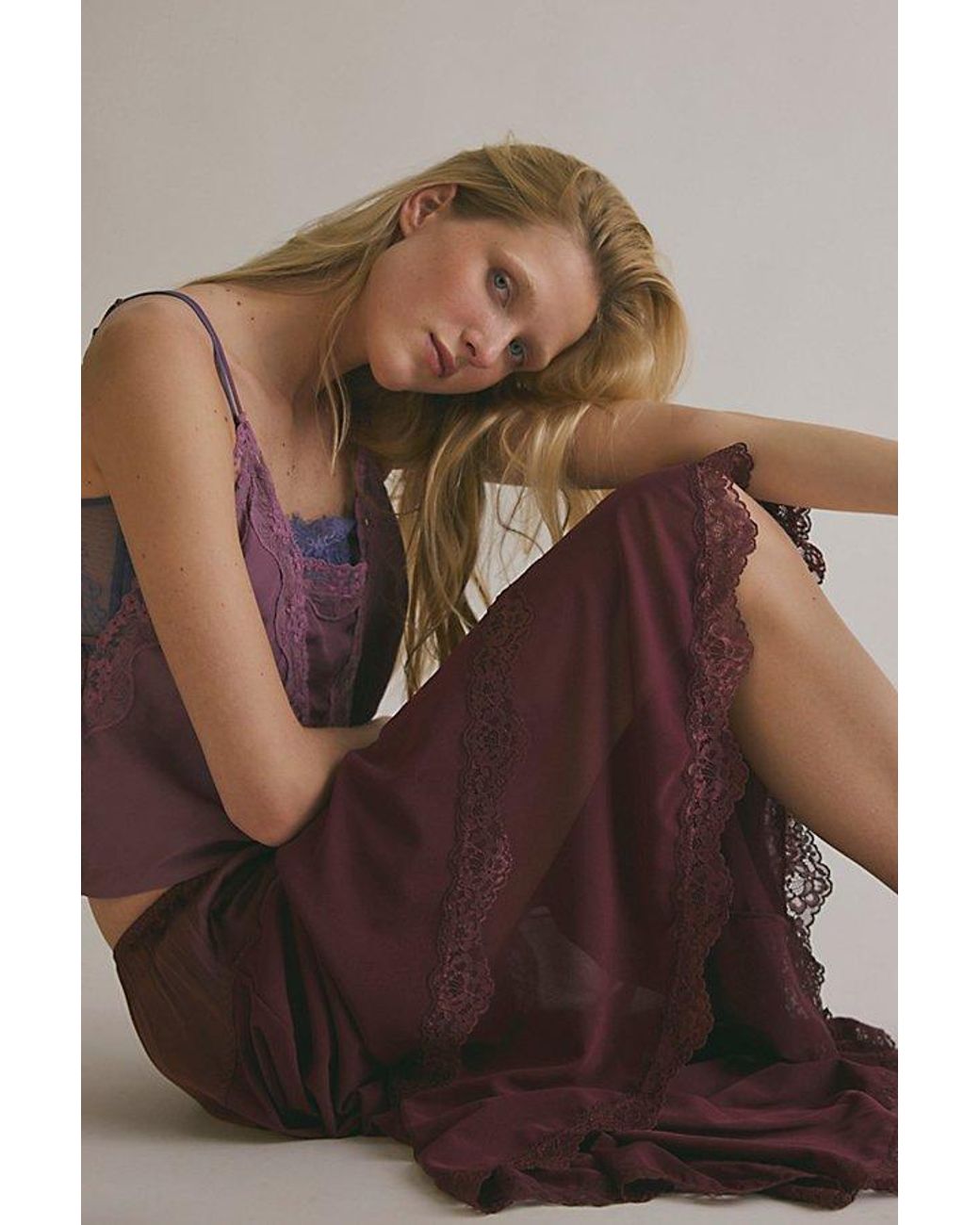 Free People Brown It's Romantic Half Slip By