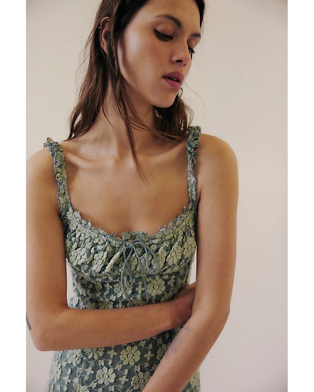 vintage style midi dress Meadow Story Floral Tiered Black Midi Dress