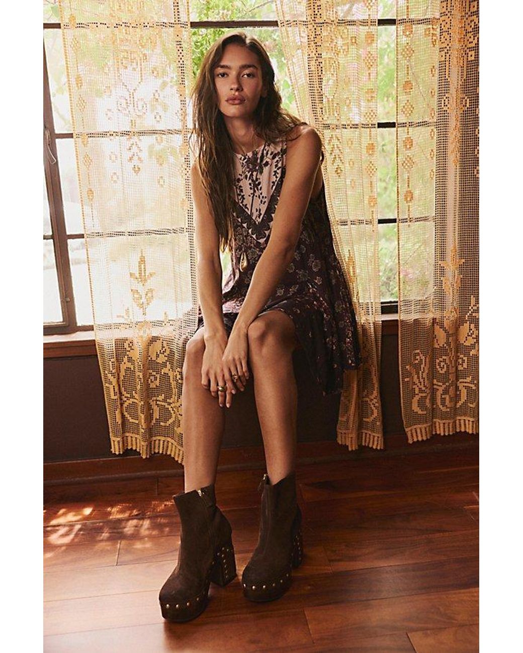 Free People Natural Everlasting Printed Mini Dress