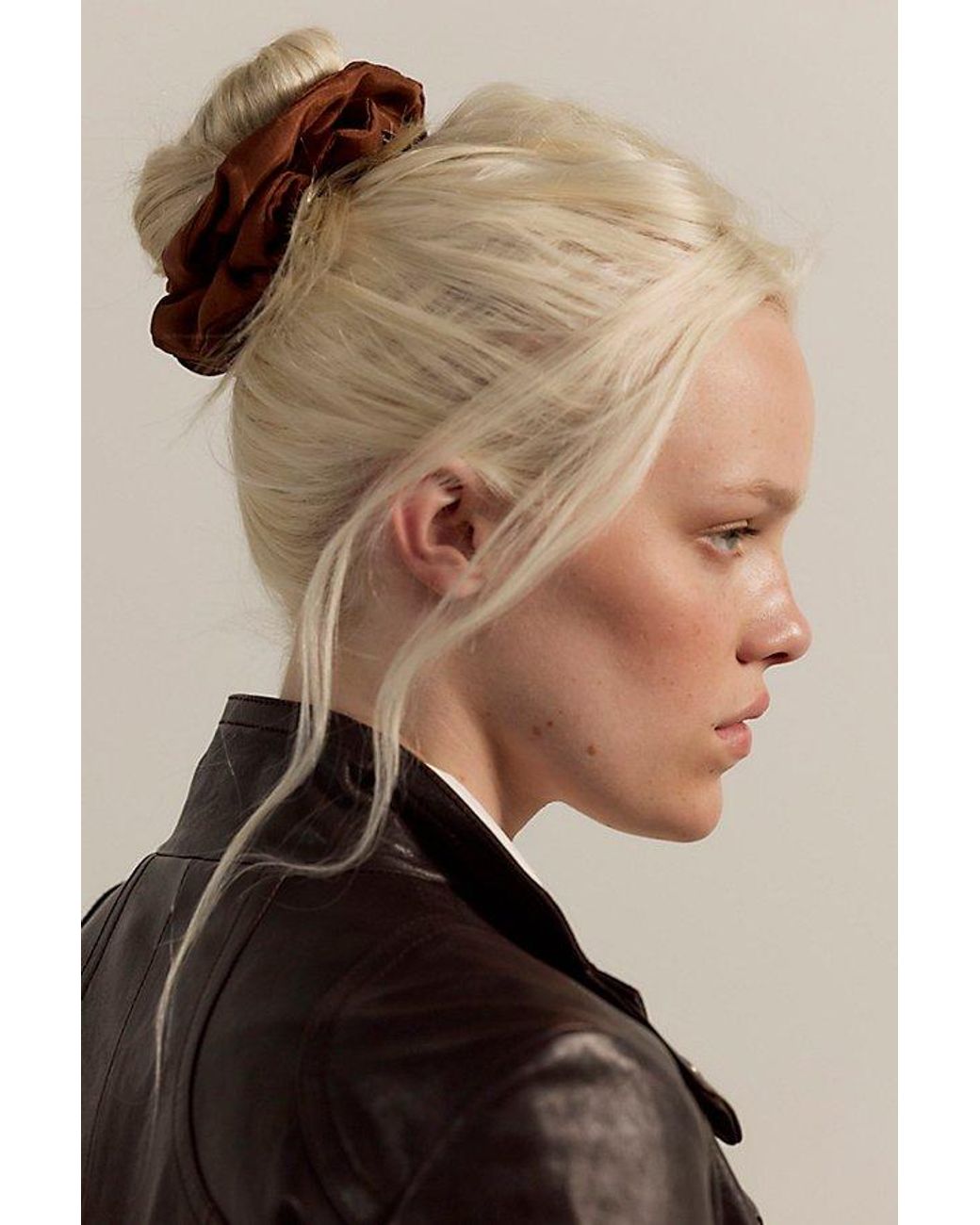 Free People Brown Leni Silk Scrunchie