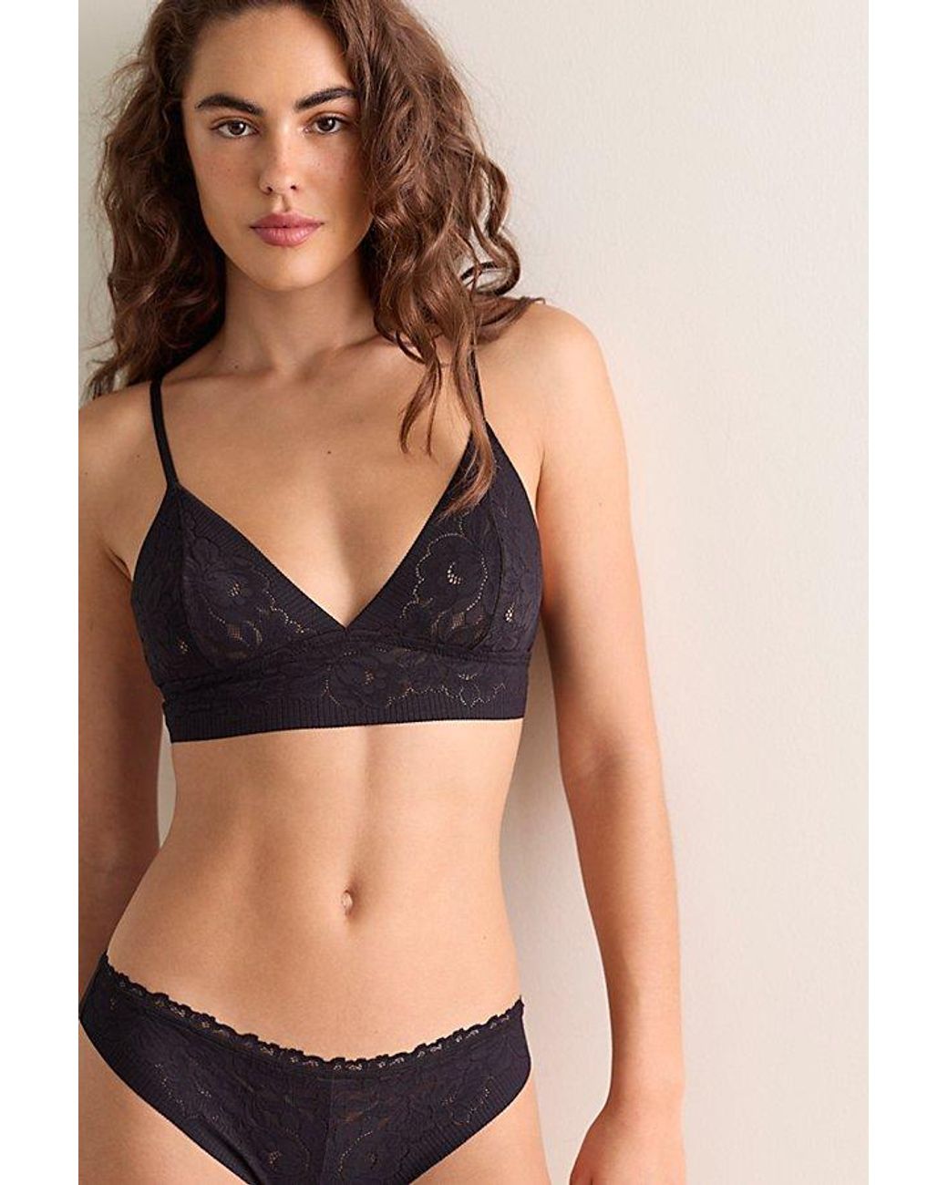 Intimately By Free People Black Smooth Talking Lace Triangle Bralette By