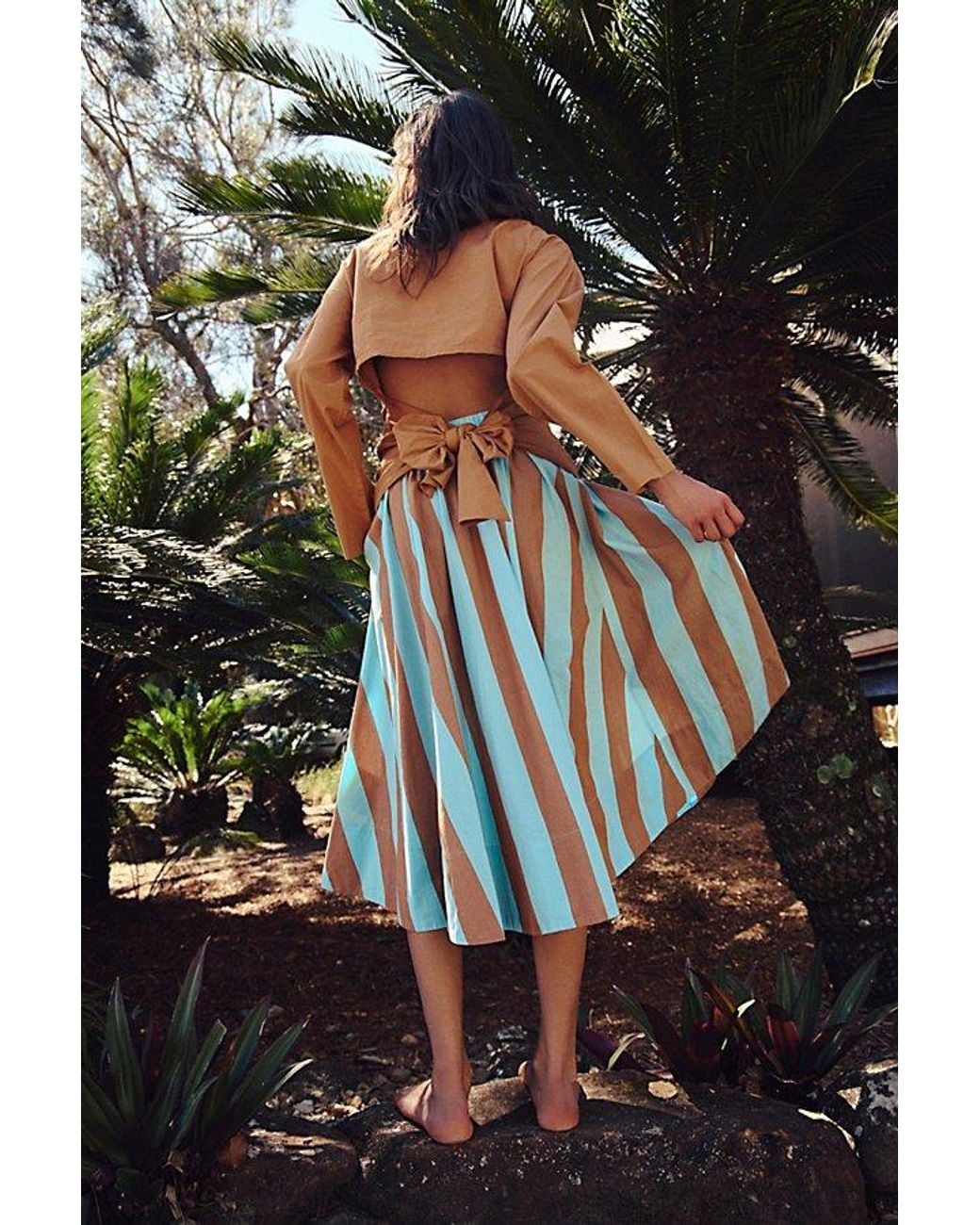 free-est Black Lowen Striped Midi Skirt By