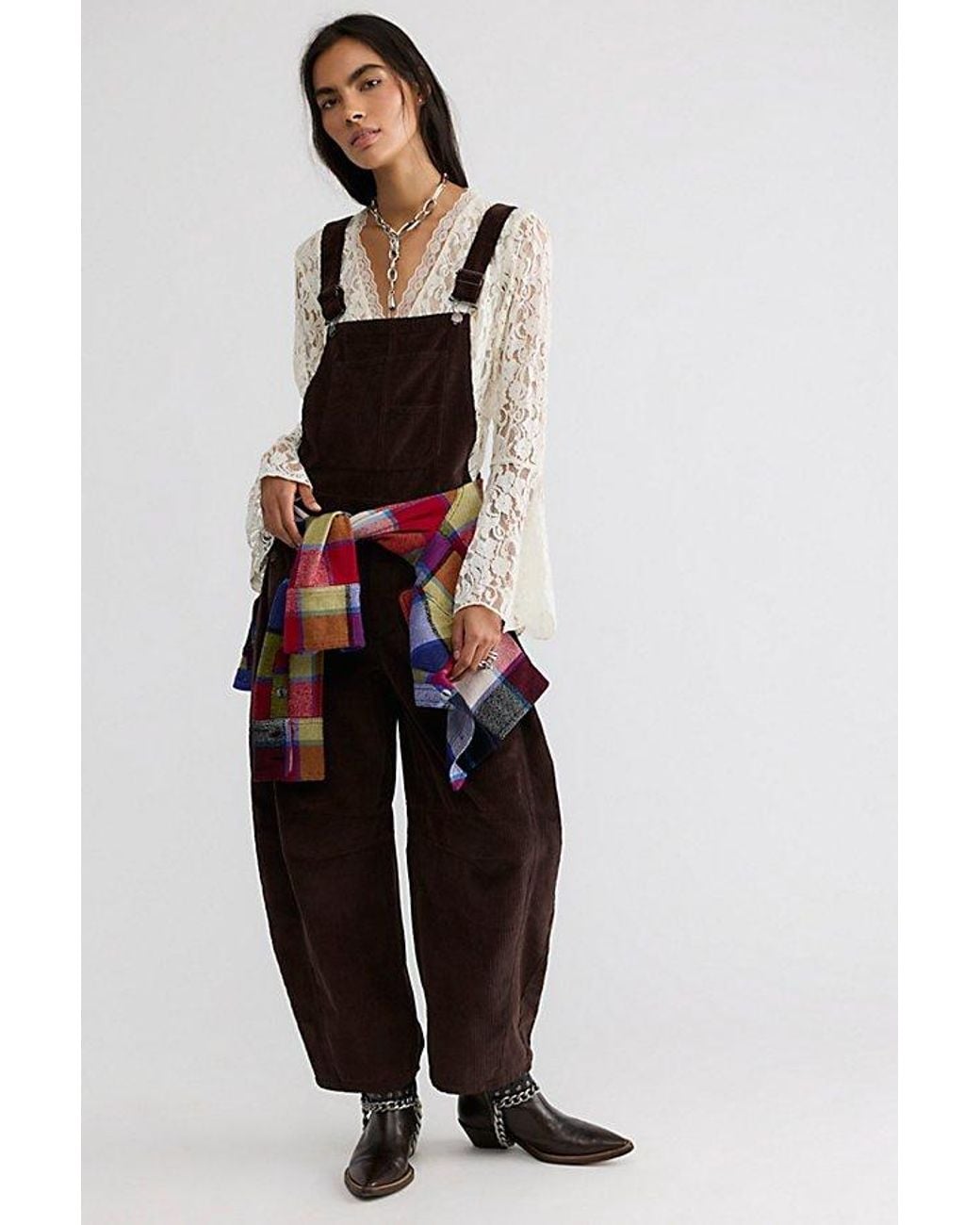 Free People Multicolor Good Luck Cord Overalls