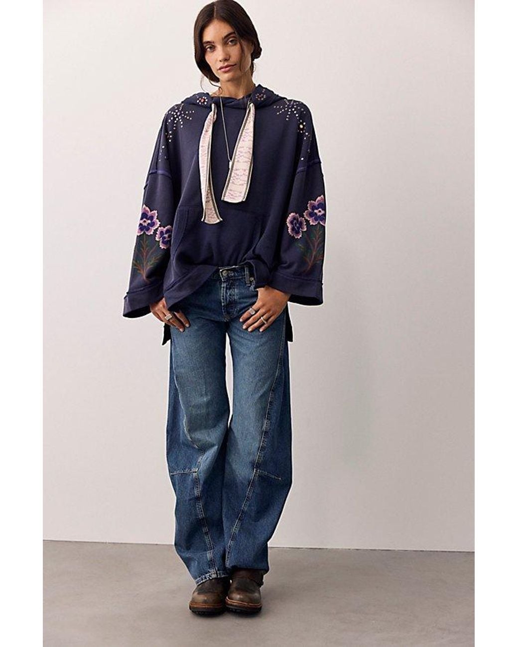 Free People Blue Bejeweled Pullover