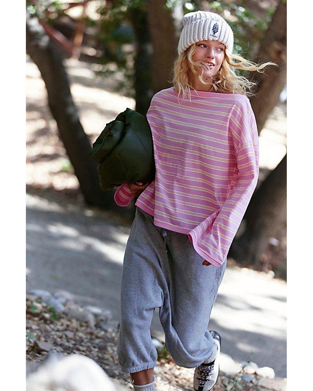 Fp Movement Pink Keep Going Yarn Dye Stripe Layer
