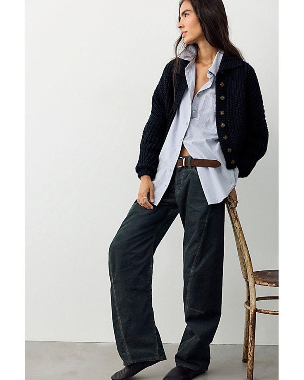 Free People Blue Fable Washed Cord Twisted Jeans