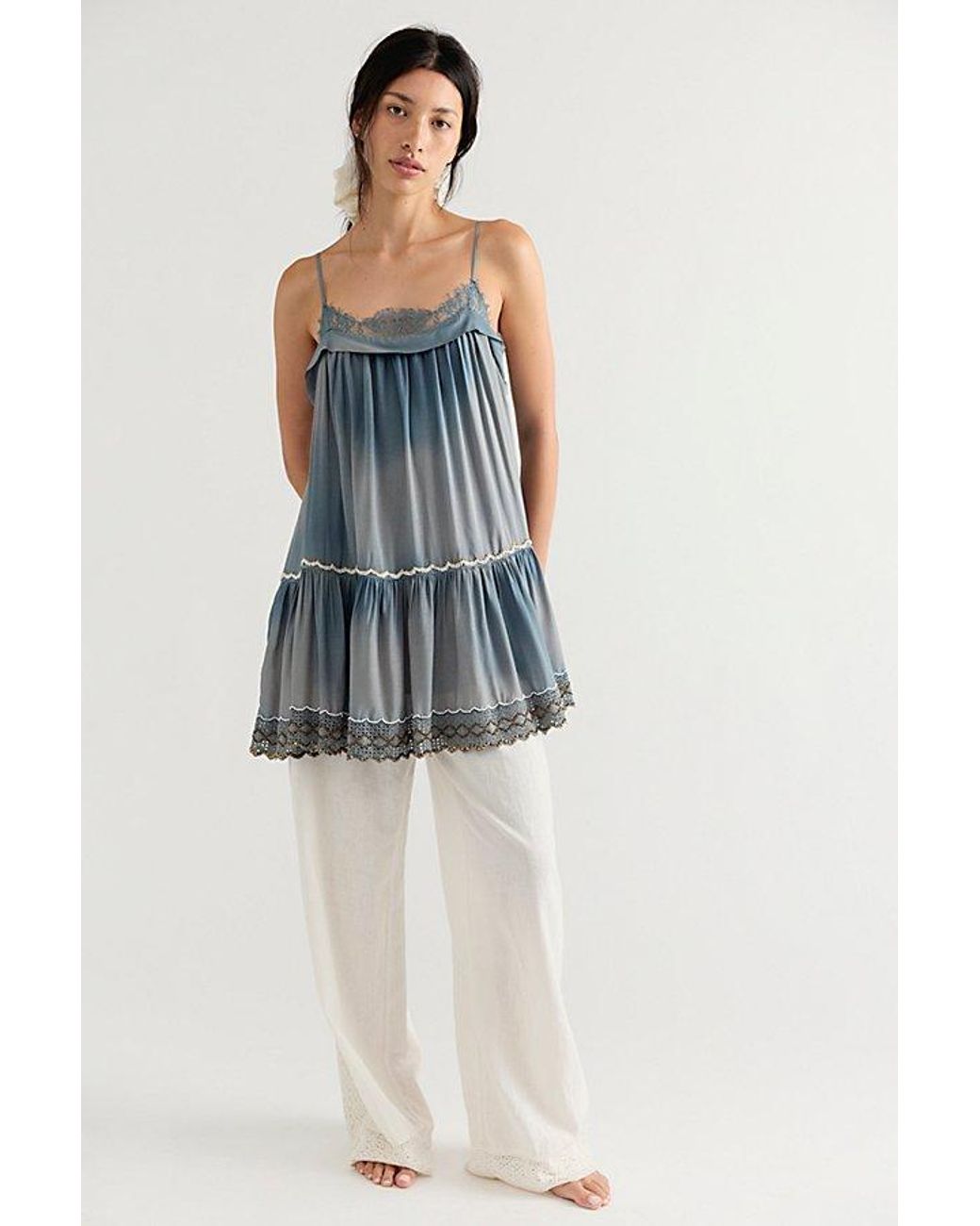 Free People Blue Imagine The Clouds Mini Dress