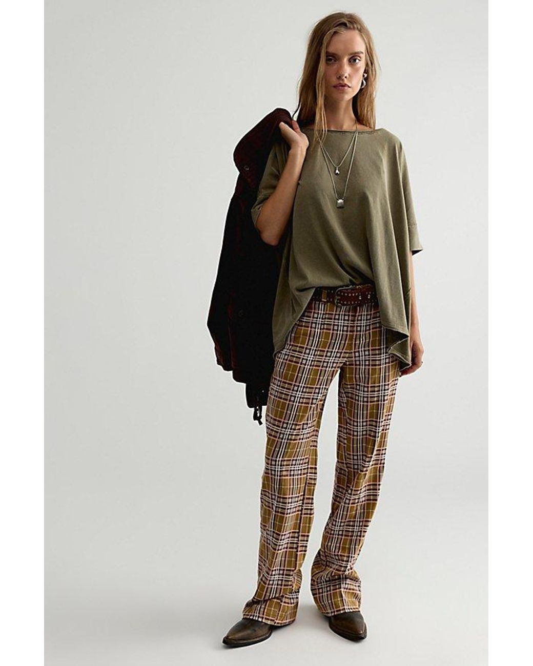 Free People Green Rex Oversized Cotton Tee